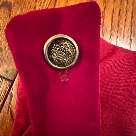 Christmas Boys 3-6 Months Jon Jon Red Velvet One Piece Accent Plaid Gold Buttons - Picture 7 of 9